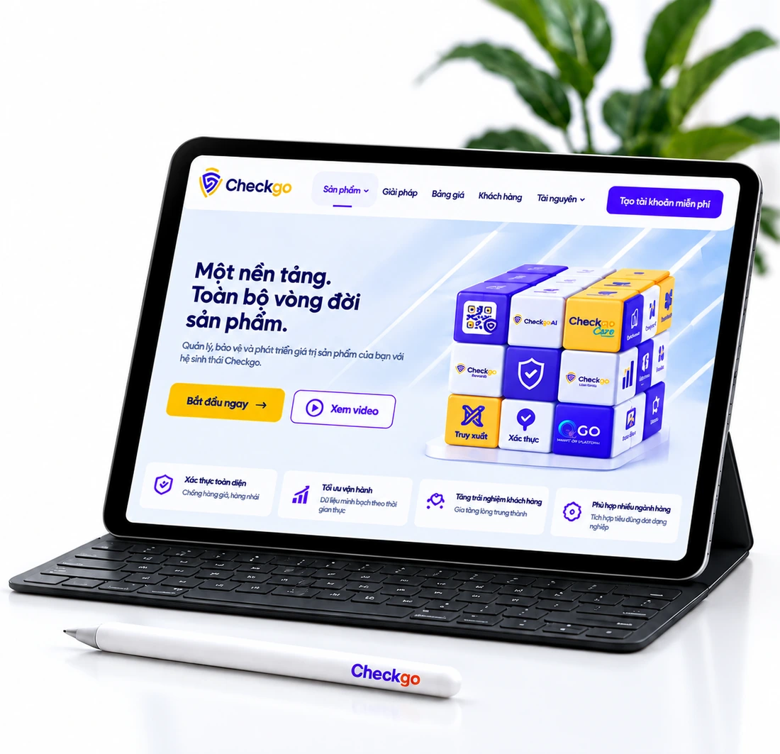 Máy tính bảng hiển thị hệ sinh thái sản phẩm Checkgo